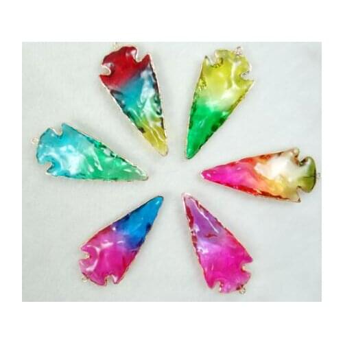 Natural stone Titanium Quartz crystal lapis Turquoises tiger eye Striped arrows pendant Jewelry making necklace Accessories