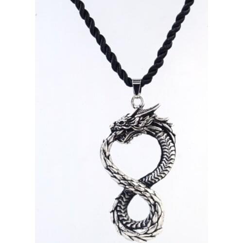 Norse Viking Dragon Serpent Necklace Ancient Mythology Goth Wicca Jewelry For Men