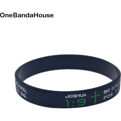 OBH 1PC Joshua 1 9 Be Strong and Courages Do not Be Afraid Silicone Bracelet