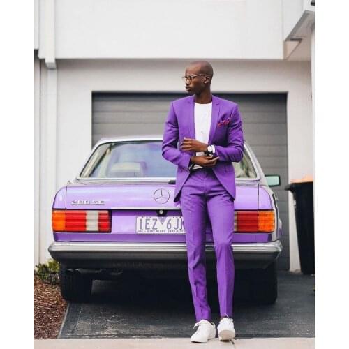 New Arrival Slim Fit Man Suit Purple Notch Lapel Business Casual Tuxedo 2 Piece(Jacket+Pant)Custom Made Wedding For Man Suit