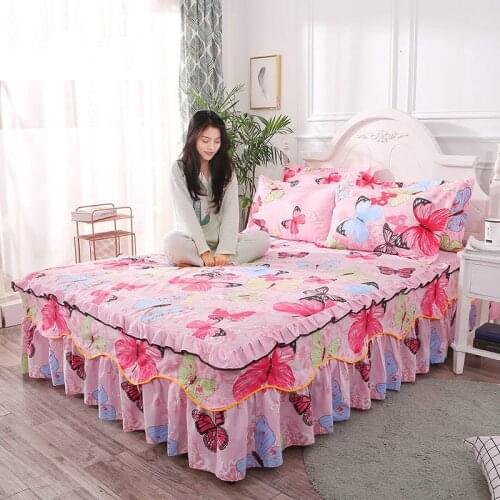 Bedspread Bed Skirt Bedspread Single Piece Korean Princess Bedspread Fitted Sheet High Quality Flower Bed Skirt