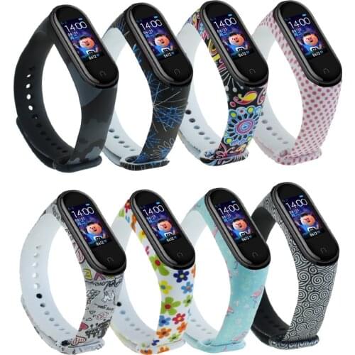 Printed mi band 4 3 accessories pulseira miband 4 strap replacement silicone Wriststrap for xiaomi mi 4 3 smart bracelet