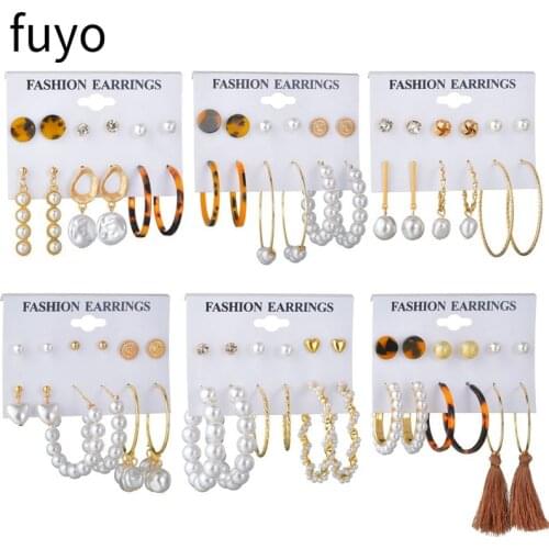 Fuyo Tassel Acrylic Earrings For Women Bohemian Earrings Set Big Geometric Stud Earring Brincos Female DIY Fashion Jewelry 2019