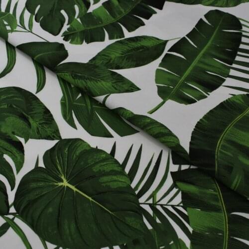 Cotton printed fabric palm leaves reactive dyeing stretch satin cotton fabric for dress shirt green DIY fashion fabric