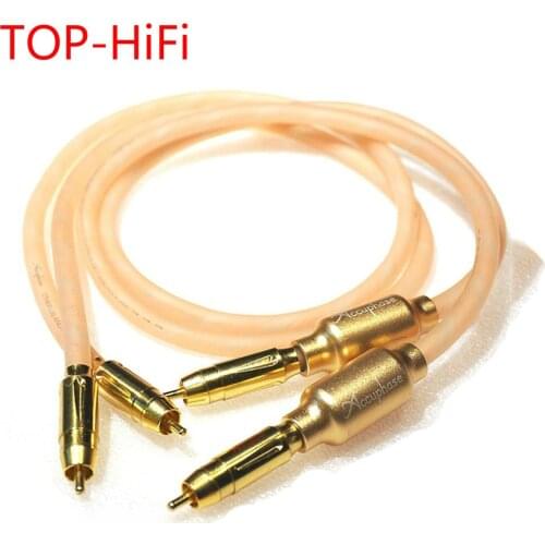 TOP-HiFi Pair Audio Audiophile Silver Plated + Pure Copper RCA Interconnect Cable for Amplifier CD DVD player Speaker