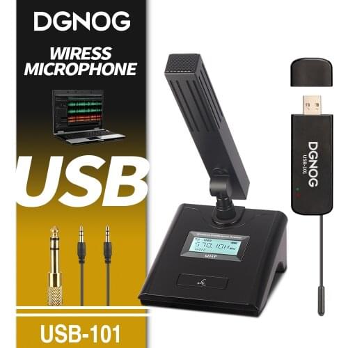 DGNOG Computer USB Microphone PC Wireless Conference Mic UHF Distance 50 Feet,For Broadcasting,Live Streaming,Facetime,Recording