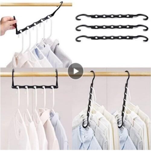 Plastic Folding Shirts Clothes Hanger Space Saving Multifunctional Hanger Non-slip Grooves Wardrobe Organizer Hanger Durable