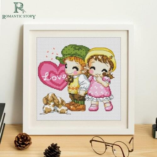 Embroidery,Paintings,Needlework,Cross stitch kits,couple, childhood,home DIY Cross-stitch,thread embroidery,Romantic Story 2049
