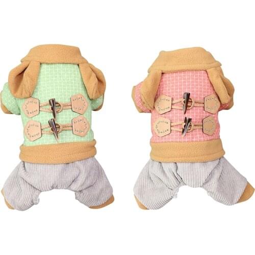 Winter Pet Dog Clothes Croissant Button Four-legged Warm Coat Jumpsuit Puppy Clothing For Pets Dogs Thick Clothing Chihuahua