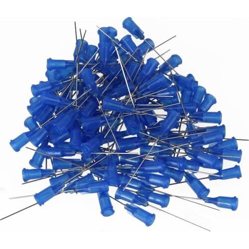 1.5 Inch Blunt Tip Dispensing Needles Blue 22Ga Adhesive Glue Syringe Use Pack of 100