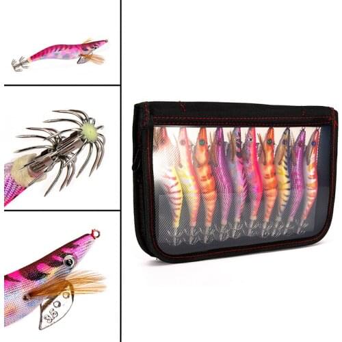 10Pcs Luminous Squid Jigs Wood Shrimp Bait Fishing Lures hook Artificial Bait