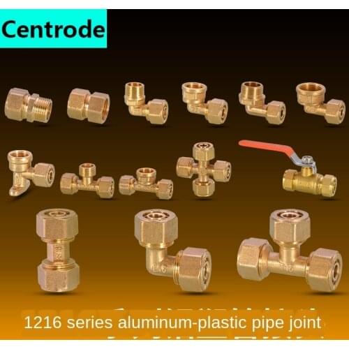 1216 Aluminum-plastic Pipe Joint Copper Fittings Household Solar Water Heater 1/2IN Thread Joint Three-way Ball Valve Elbow