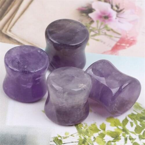 2pcs/lot Purple Natural Stone Ear Plugs Tunnels Flesh Expansions Piercing Ear Gauges Expanders Rings Sexy Body Jewelry Gifts