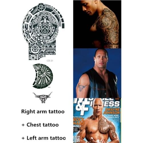 3pcs/set Temporary Tattoo 'Fast&Furious' Dwayne The Rock Johnson tattoo big size Body Arm Leg Art Tattoo Sticker flash tattoo