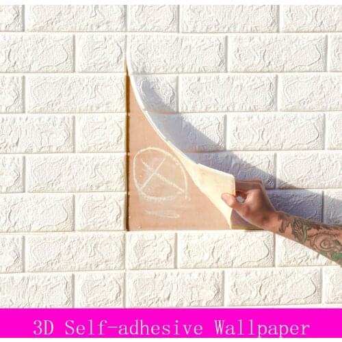 3D Brick Wall Sticker Wallpaper DIY PVC Waterproof Self-adhesive Wallpaper Foam Wall Decals Living Room Background Decor 70*77cm