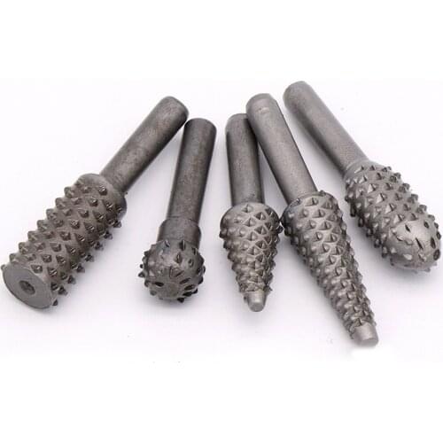 5PCS Steel Rotary File Drill Bits For Wood Carving 6MM Shank Jewlry Grinding Tools