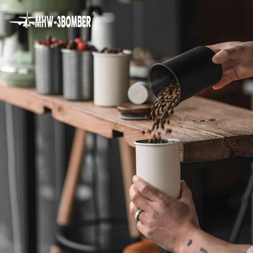 500ml Stainless Steel Storage Tank Sealed Coffee Storage Bottle with Wood Lid Spice Jar Container Tea Pot Grain Organizer