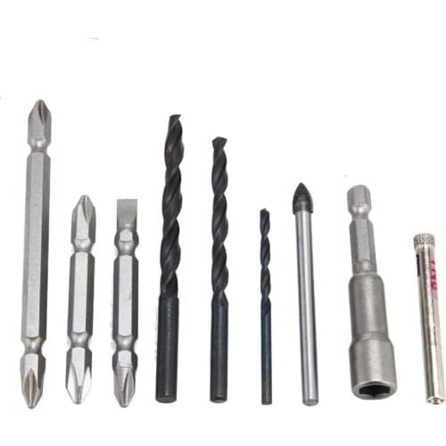 9 / 28Pcs Electric Screwdriver Drill Bit Extension Shaft Sleeve Tools Set Universal Shaft Ceramic Tile Drill Bit Twist Drill Bi