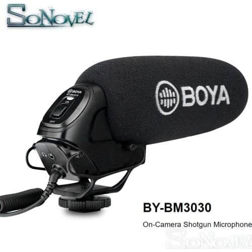 BOYA BY-BM3030 On-Camera Shotgun Microphone 3.5mm Super-Cardioid Video Mic for Canon Nikon Sony SLR Cameras Video Audio Recorder