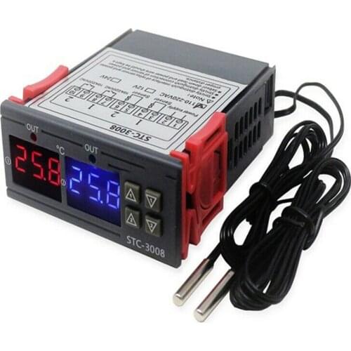 Temperature Controller STC-3008 High Precision 12V 24V 220V Digital Thermostat Thermometer Sensor Hygrometer