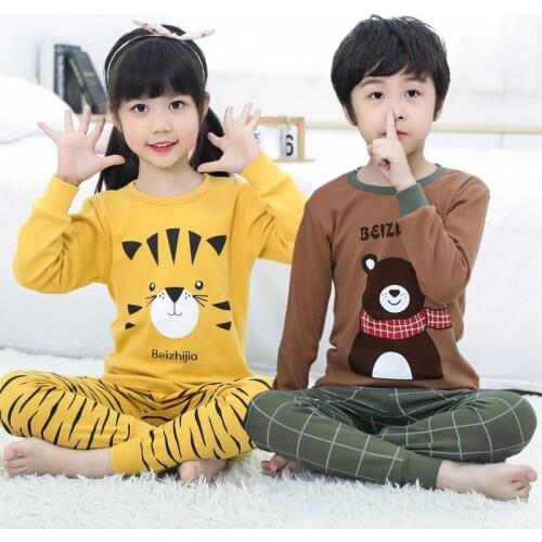 Kids Clothes Cotton Cartoon Pyjamas Sleepwear Boys Girls Pajamas Pijamas Infantil Baby Boys Clothes Top+Pant 2piece Nightwear