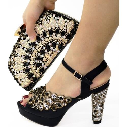 Doershow good Italian Shoes With Matching Bags Set Italy African Womens Party Shoes and Bag Sets black Color Women shoes!SLO1-2