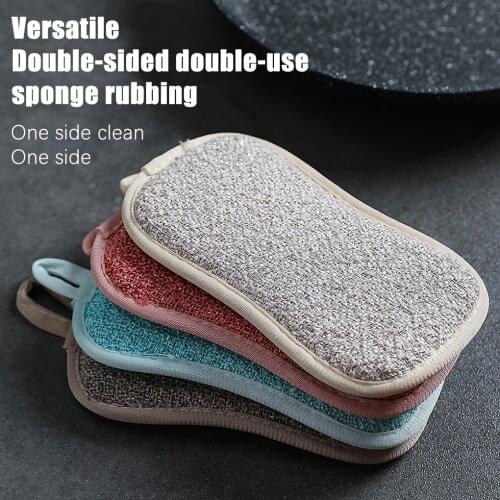 Double-Sided Sponge Brush Scouring Pad Kitchen Cleaning Towel Nylon Dish Washing Sponge Double Sided Dish Grease Cleaning Brush