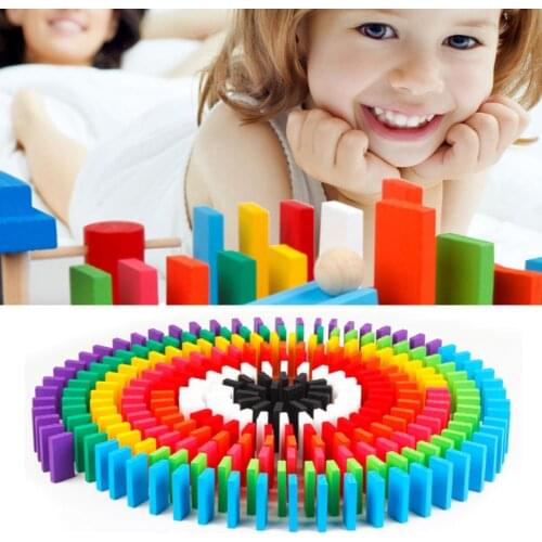 Environment-friendly linden Wooden Dominoes Set Children Building Blocks Kids easy to play Education Toys Tile Games