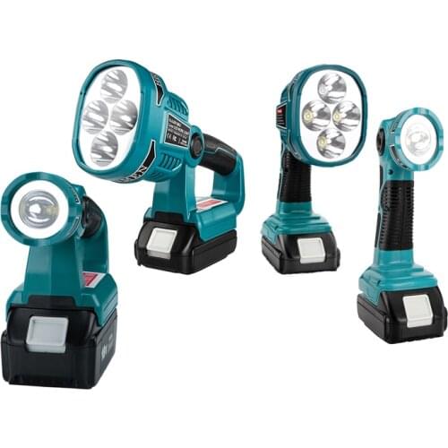 4 Modes Work Light 18/14.4V Cordless Portable LED Flashlight with USB Outdoors Spotlight Light for Makita DML812 Without Battery