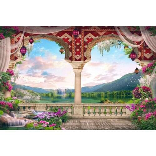 Mountine Lake Palace Arch View Platform Photography Backgrounds Baby Child Portrait Photographic Backdrops For Home Photo Studio