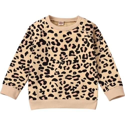 1-7Yrs Leopard Tops For Girls Boys Soft Long Sleeve T-Shirts Spring Autumn Clothing Outfits