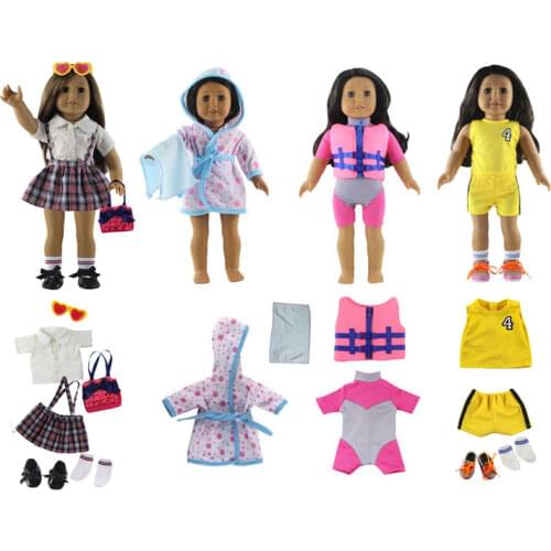 Hot sell! 4 set Leisure handmade dress clothes life jacket outfit for 18"American Doll Accessories