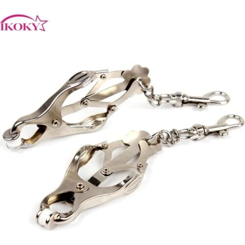IKOKY Adult Games Fetish Sex Toys for Couple Breast Clips Steel Metal SM Bondage Nipple Clamps Nipple Stimulator