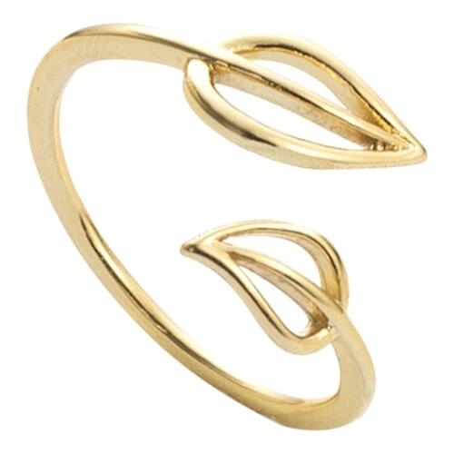 Delicate Double Leaf Midi Ring For Women Elegant Wedding Jewelry Aros Gold Color Anel Adjustable Ring Bridesmaid Gifts
