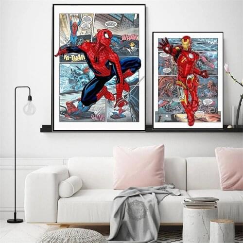 Avengers Superhero Comics Canvas Painting Captain America Iron Man Watercolor Poster Art Wall Picture for Kids Room Home Decor