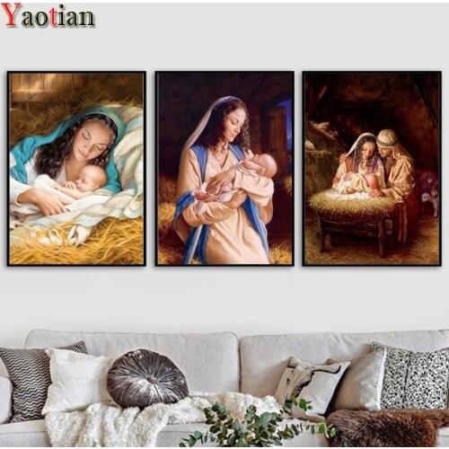 3 Pieces Diamond Painting The birth of Jesus Full Square/Round New Arrival Diamond Embroidery Cross Stitch Kit Religious Virgin