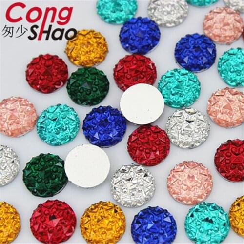 Cong Shao 100pcs 10mm FlatBack stones and crystals Resin Round rhinestone applique Beads Gems For DIY Wedding Dress Button WC695
