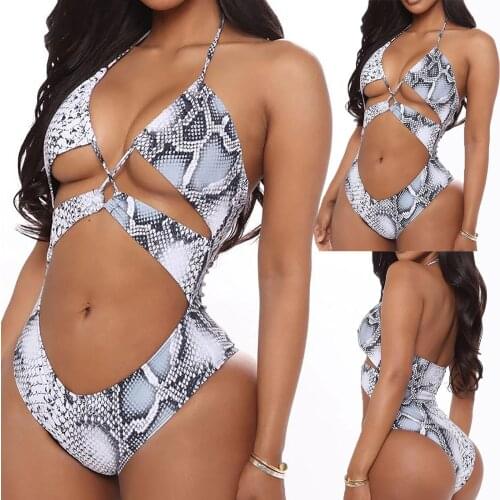 Sagace printed swimsuit womens snake PRINT SWIMSUIT neck swimsuit deep V-neck new summer swimsuit bañadores mujer 2021