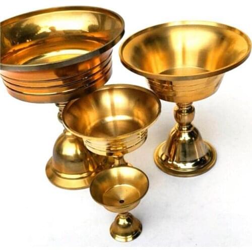 Brass Tibetan Buddhism Tealight Ghee Butter Lamp Candle Holder Stand Home Decor