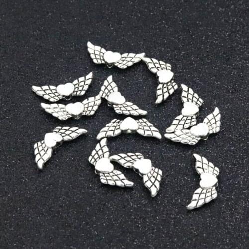 50pcs Wing Antique Silvercolor Loose Spacers Metal Beads For Jewelry Finding Size 21MM Hole 1mm Handmade Jewelry DIY Accessories