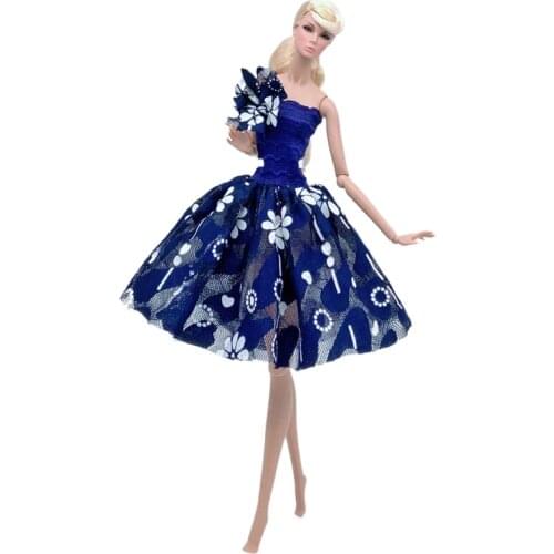 Fashion Blue Floral Princess Dress For Barbie Doll Clothes Ballet Dresses Vestidoes Dancing Outfits 1/6 BJD Accessories Kids Toy