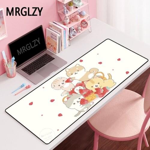 MRGLZY Drop Shipping Cute Kitty white Mouse Pad Gamer XXL DeskMat Large Computer Gaming Peripheral Accessories MousePads for LOL