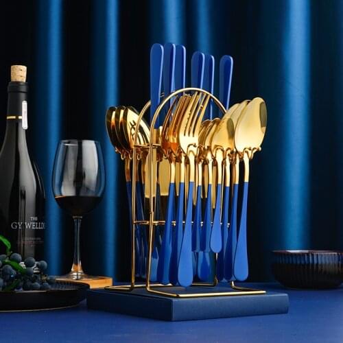 Stainless Steel Tableware 24pcs Set with Holder Spoon Fork Gift Box Western Food Knife Fork Spoon