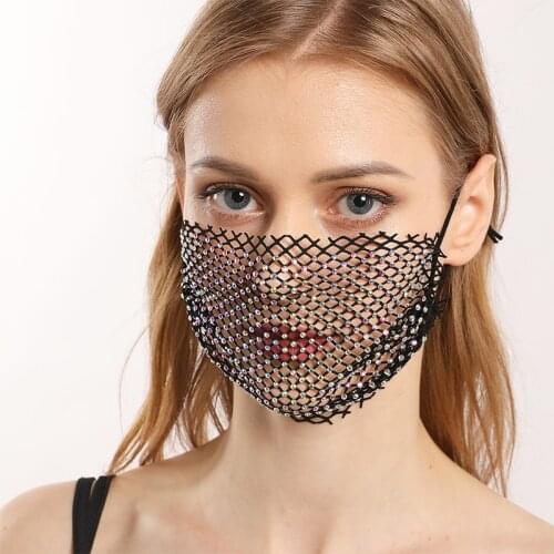 New Rhinestone Crystal Luxury Woman Jewelry Mask Party Face Jewelry Sexy Bling Mesh Diamond Hollow Mask