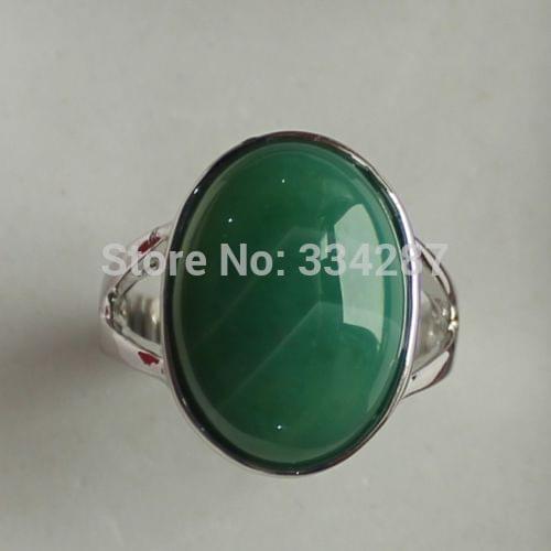 New 13X18MM Irregular pattern Silver Green Agates Women Gift Rings Size 7,8,9