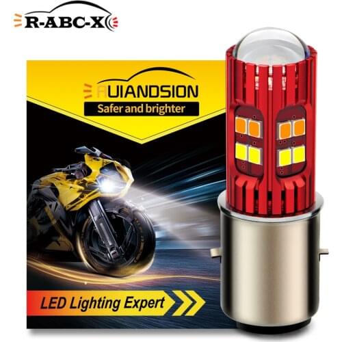 RUIANDSION 1Pcs Switchback BA20d H6 Motorbike Headlight Moped Forklift Bulb 6000K 4300K 24Leds 2835SMD 10V-30V 12V 24V 1000Lm