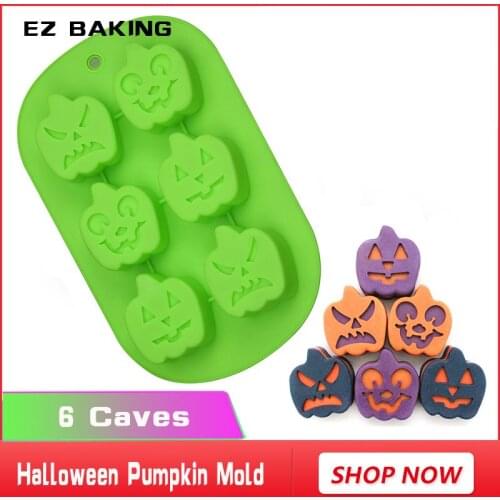 Family baking cake pop molds 6 holes Halloween pumpkin face silicone bakeware chocolate silicone nonstick mold free shipping