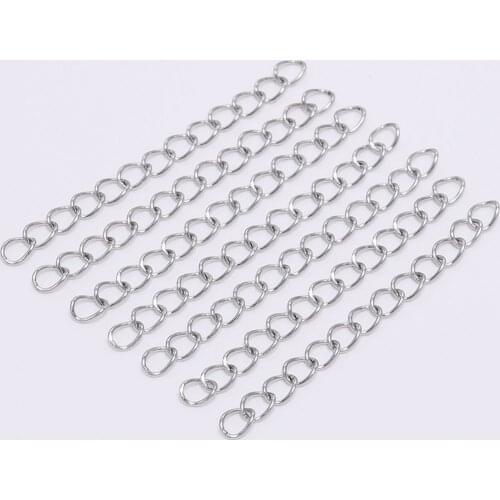 50Pcs/lot 5 7cm Stainless steel Bulk Necklace Extension Chain Tail Extender For Jewelry Making Supplies Bracelet Chains Findings