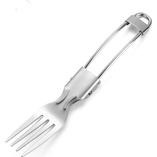 Outdoor camping portable fork household folding stainless steel tableware mini travel hiking