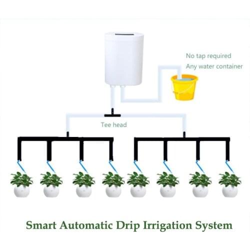 Smart water valve Automatic Drip Irrigation System Timer Watering Pump With 2/4/8 pcs Drip Head fit 2-8 Pots Plant rechargeable